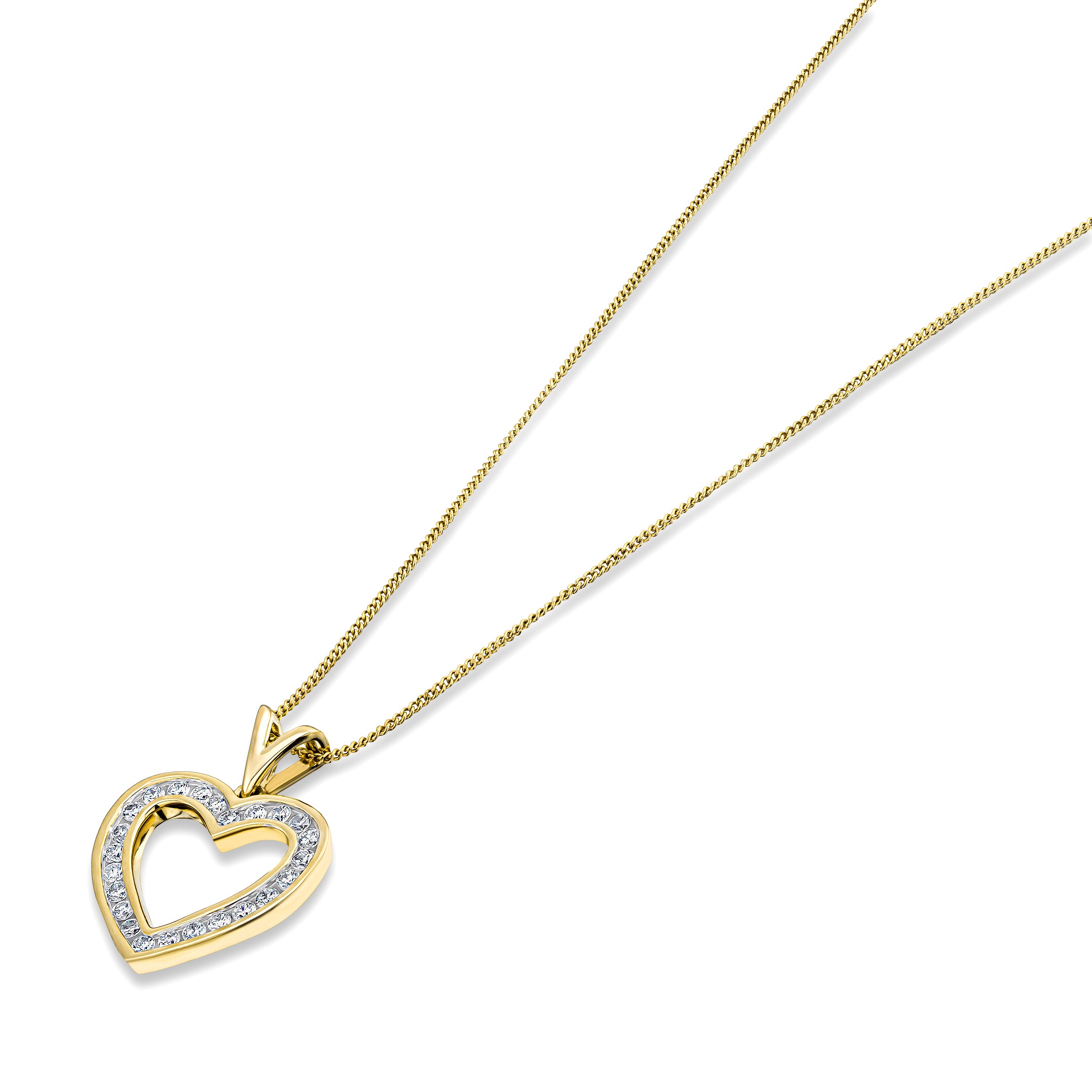 0.50ct Lab Diamond Heart Pendant Necklace H/SI Quality in 9K Yellow Gold